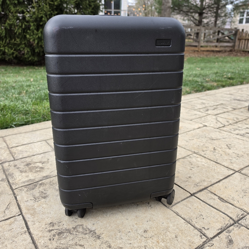 AWAY Carry-On Suitcase Black Hard Shell Spinner Luggage TSA Lock Cabin Bag